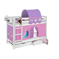 ETAGENBETT JELLE 90x190 cm Frozen lila - Hochbett - inkl. Vorhang und 2 Lattenrosten - Weiß, Holz - Lilokids