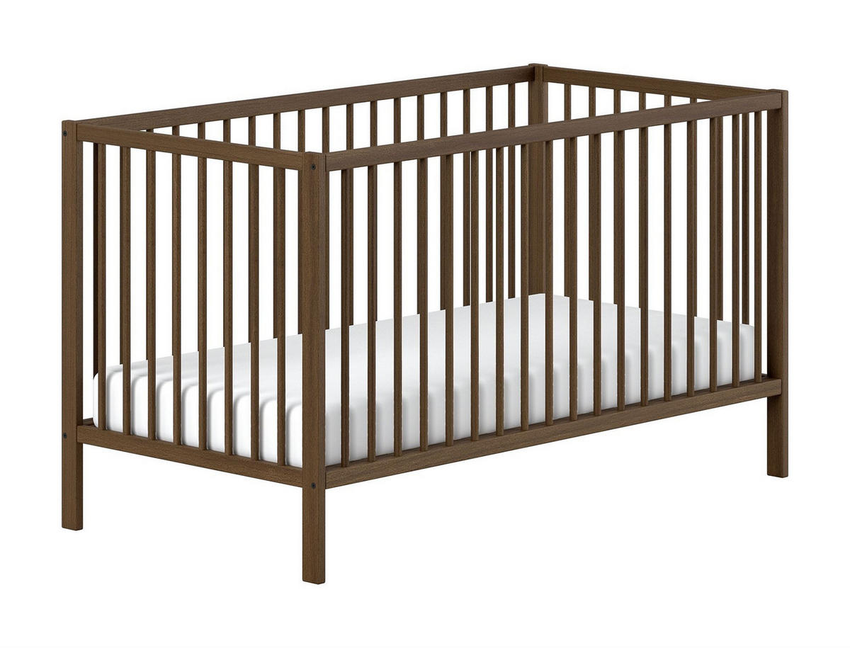 GITTERBETT Keira zum Juniorbett umbaubar Buche massiv nussbaum - Nussbaumfarben, Holz (70/140cm) - 58aufmkessel