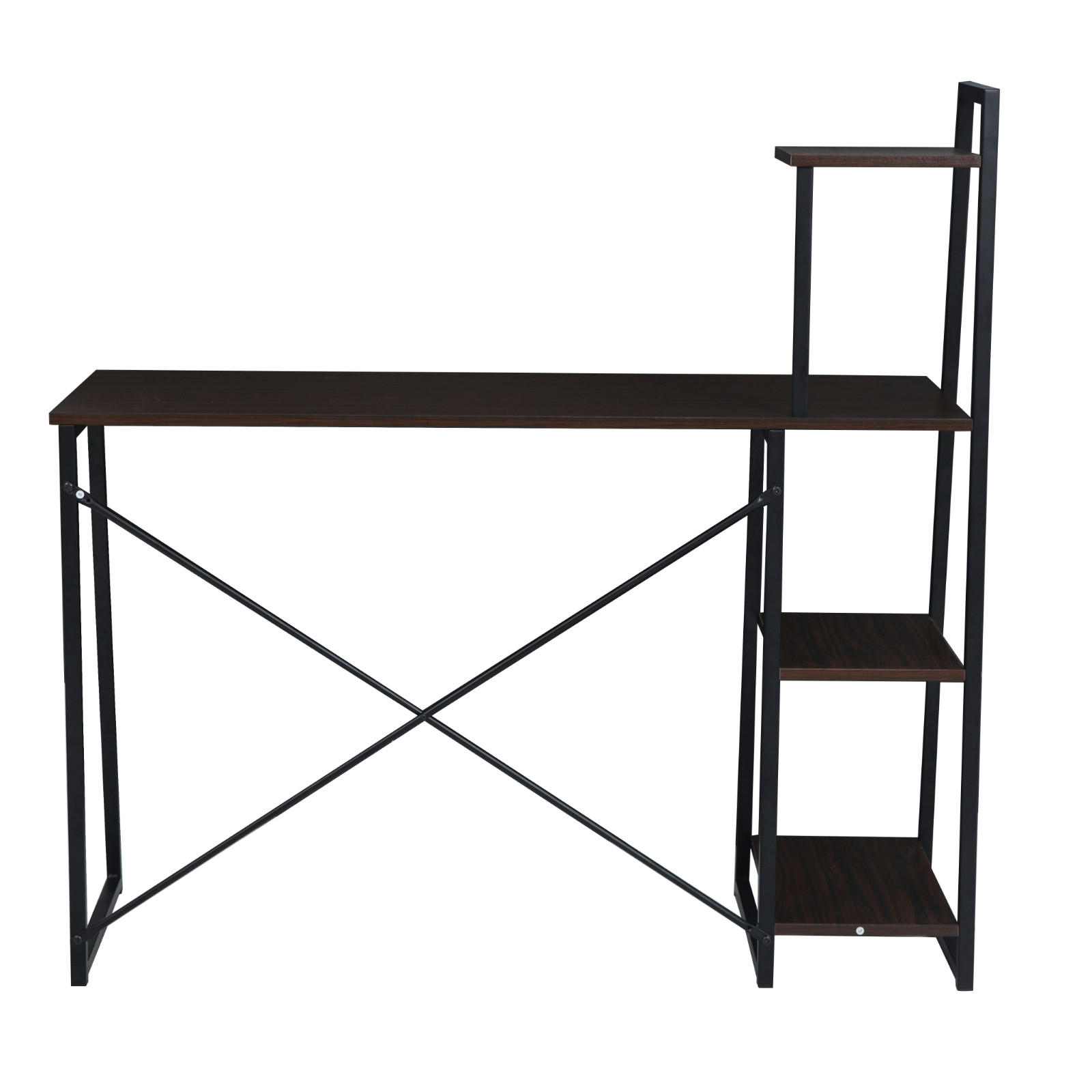 SCHREIBTISCH Combo 1 inkl. Regal mit Metall-Gestell - Dunkelbraun, Holzwerkstoff (120/48/117cm) - SVITA