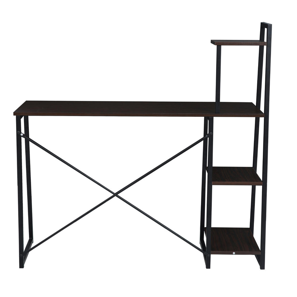 SCHREIBTISCH Combo 1 inkl. Regal mit Metall-Gestell - Dunkelbraun, Holzwerkstoff (120/48/117cm) - SVITA