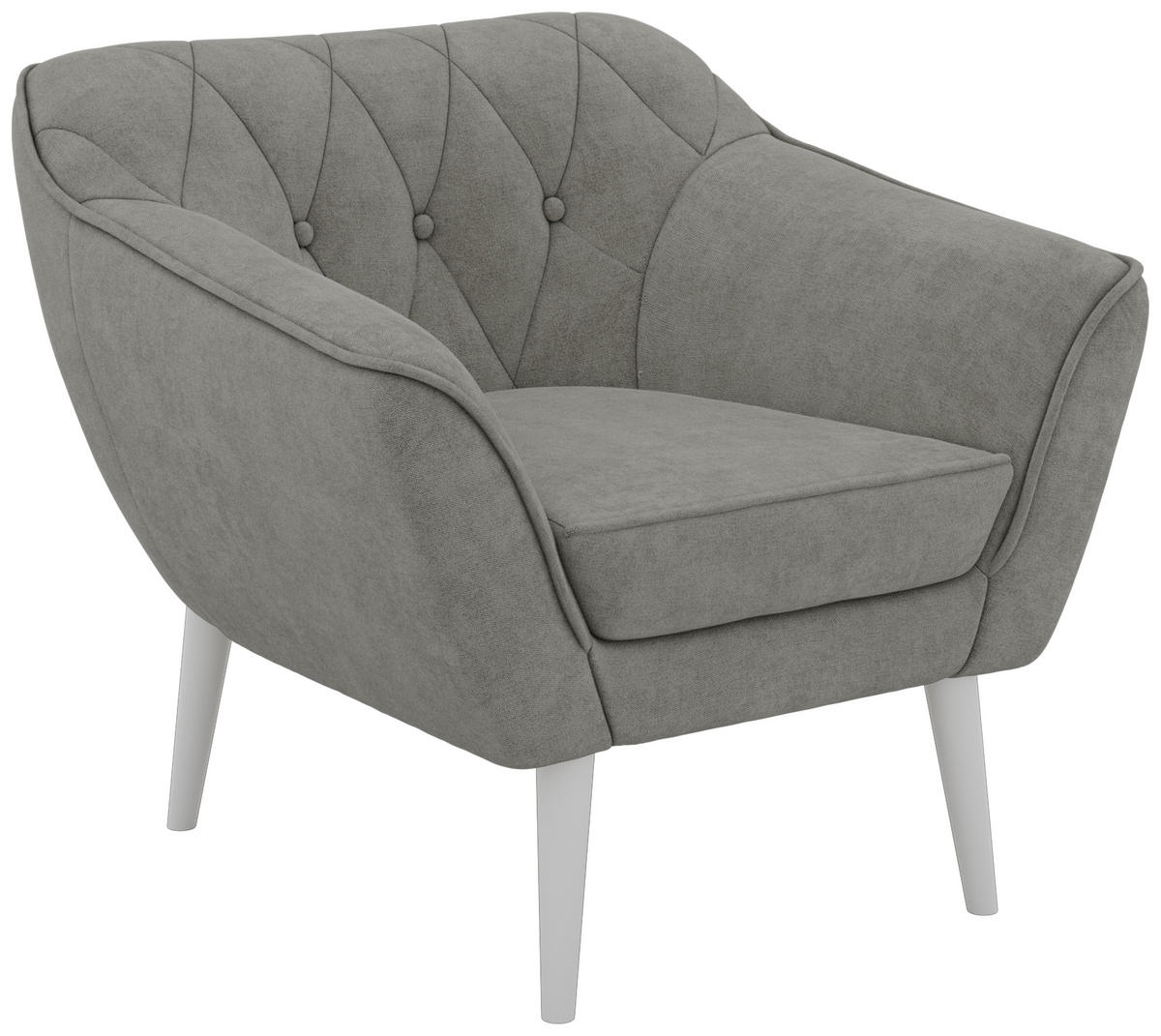 KRESLO PIRS - Sivá Štruktúrovaná látka - Biele nohy - sivá/biela, kompozitné drevo/textil (80/75/74cm) - MKS