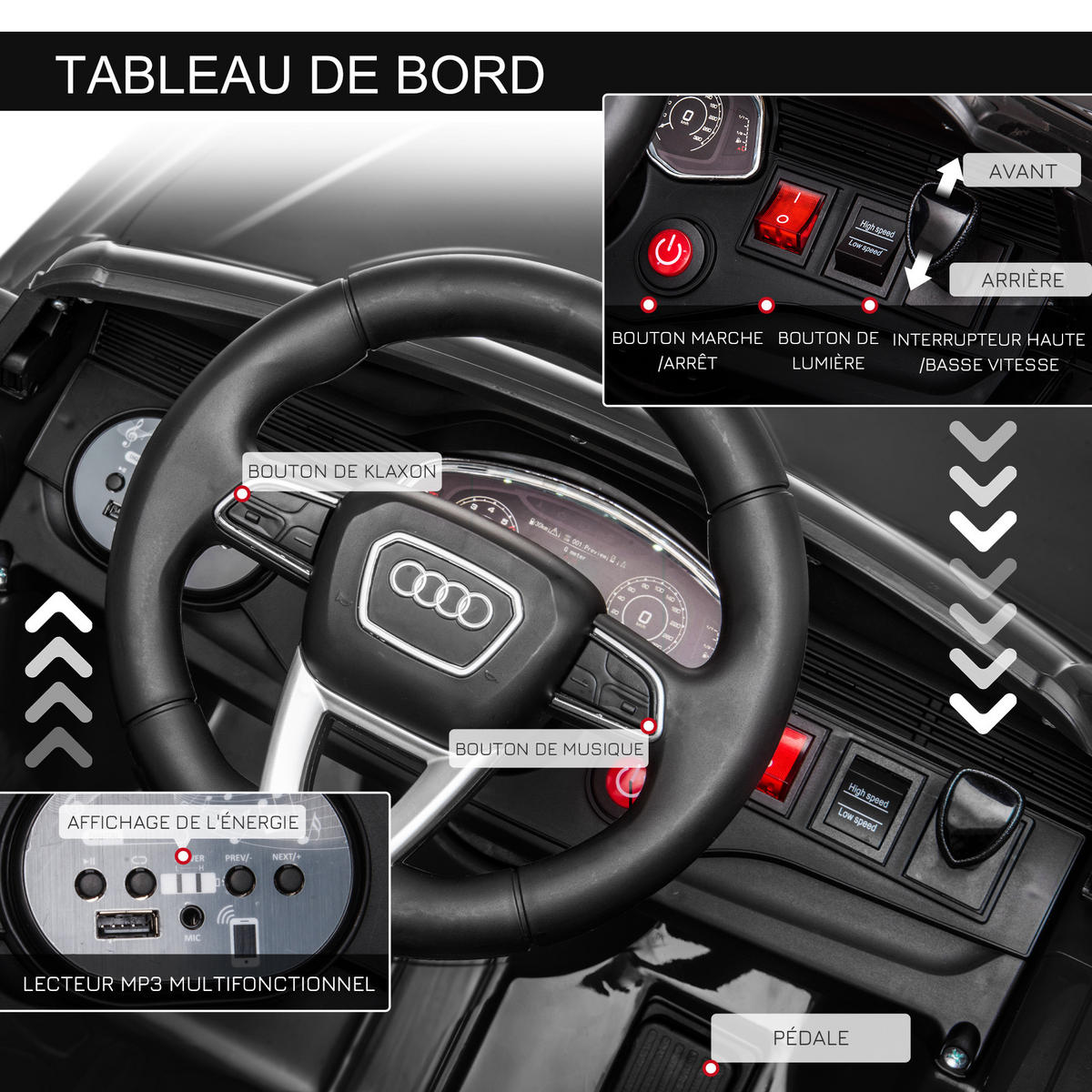 ELEKTRO-KINDERAUTO DE-13046 Bluetooth Schwarz - Schwarz, Kunststoff (101/62/51cm) - ComfortXL