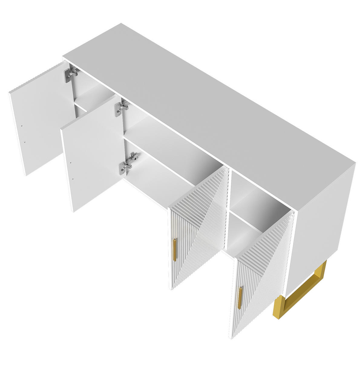 SIDEBOARD 150/40/82 cm Weiß aus MDF mit 4 Türen - Weiß, Holzwerkstoff (150/82/40cm) - OKWISH