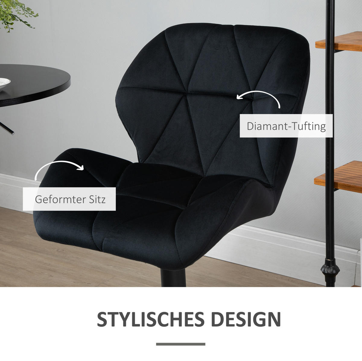 BARHOCKER 2er-Set drehbar höhenverstellbar 51,5 x 57,5 x 93-114,5 cm Schwarz - Schwarz, Metall (57.5/93/51.5cm) - Meubliv