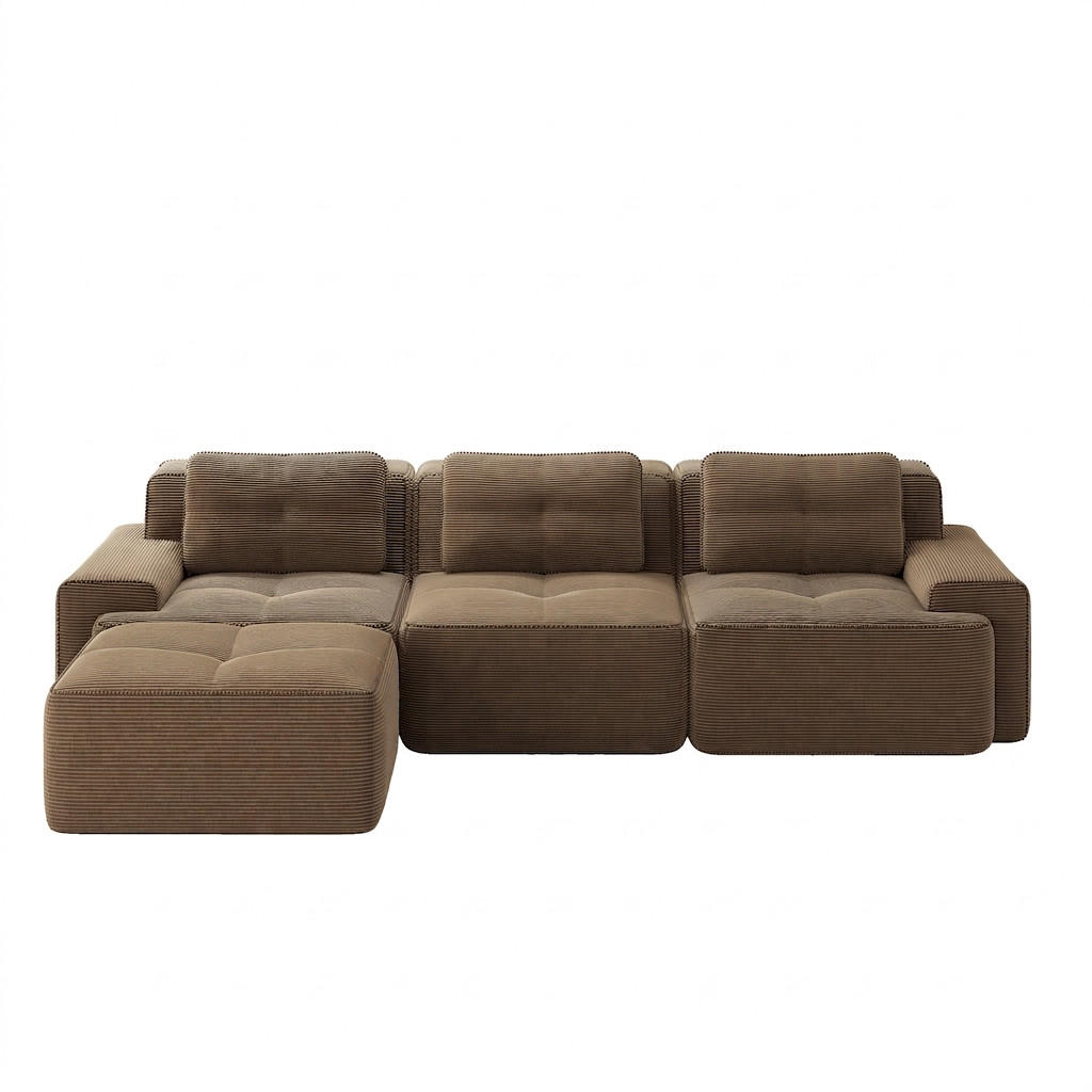 ECKSOFA 293/177/69 cm Braun mit Ottoman - Braun, Textil (293/177cm) - Oxeza