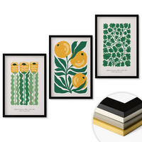 WANDBILDER 3er-Set - 40x60 cm Schwarzer Rahmen - Pflanzenmuster Blüten Blätter - Schwarz, Kunststoff (40/60cm) - ArtPrintCave