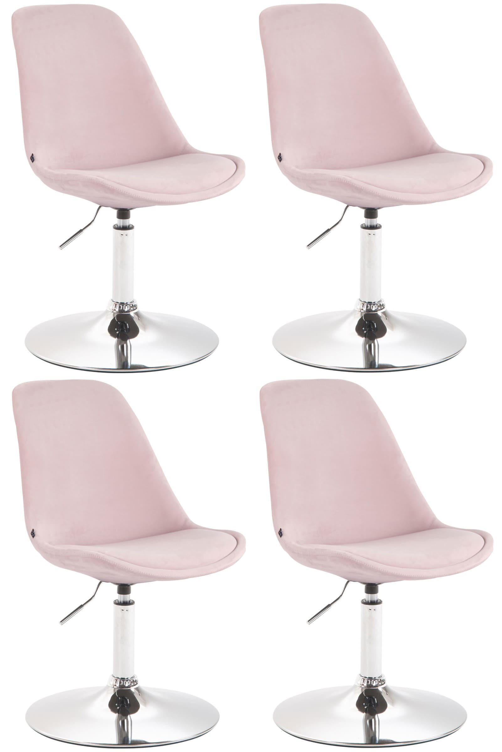 STUHL 4er Set Samt pink - Chromfarben/Pink, Textil/Metall (48/76/57cm) - CLP