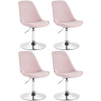 STUHL 4er Set Samt pink - Chromfarben/Pink, Textil/Metall (48/76/57cm) - CLP