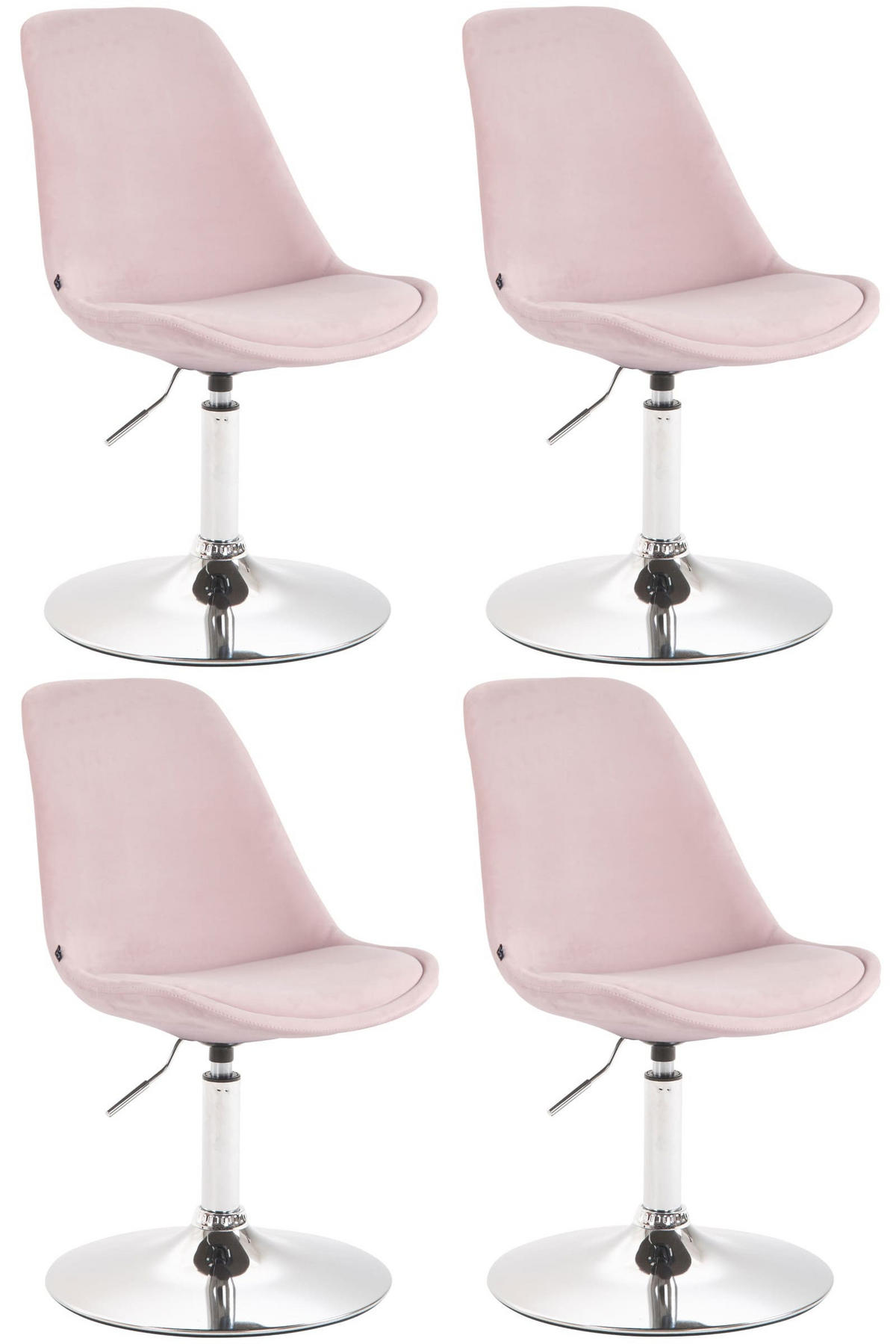 STUHL 4er Set Samt pink - Chromfarben/Pink, Textil/Metall (48/76/57cm) - CLP