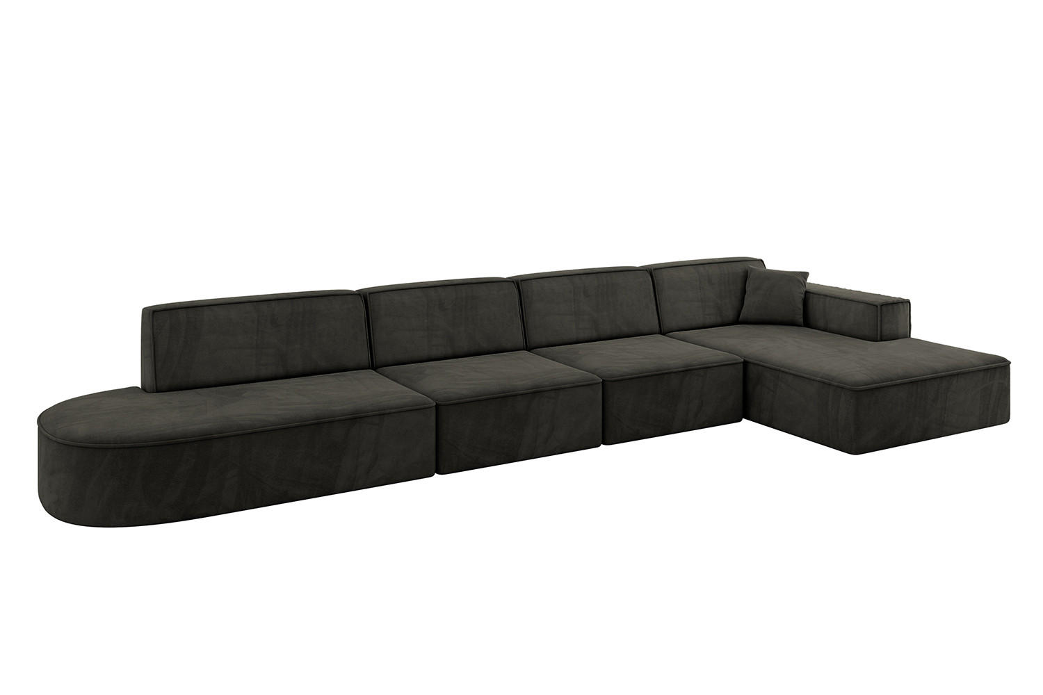 ECKSOFA Ottomane Rechts IREA-L3-v4 - 412x165x77 cm Schwarz - Schwarz, Holzwerkstoff/Textil (412/165cm) - ALTDECOR