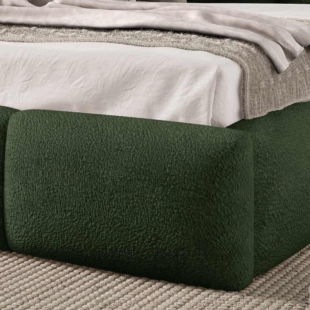 POLSTERBETT Bero, 120x200, Bouclé-Stoff, Dunkelgrün - Dunkelgrün, Textil (120/200cm) - Beautysofa