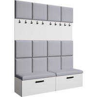 GARDEROBE Margaret I+I 162/203/43 mit gepolsterten Paneelen und Schuhschrank - Schwarz/Weiß, Holzwerkstoff/Kunststoff (162/203/43cm) - Beautysofa