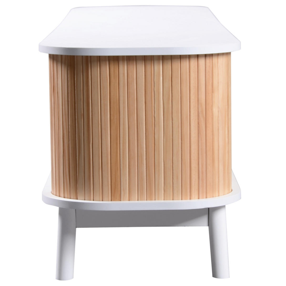 TV Lowboard Rattan, 2 Türen, 2 Schubladen, Weiß Holz - Weiß, Holz (170/46/39cm)