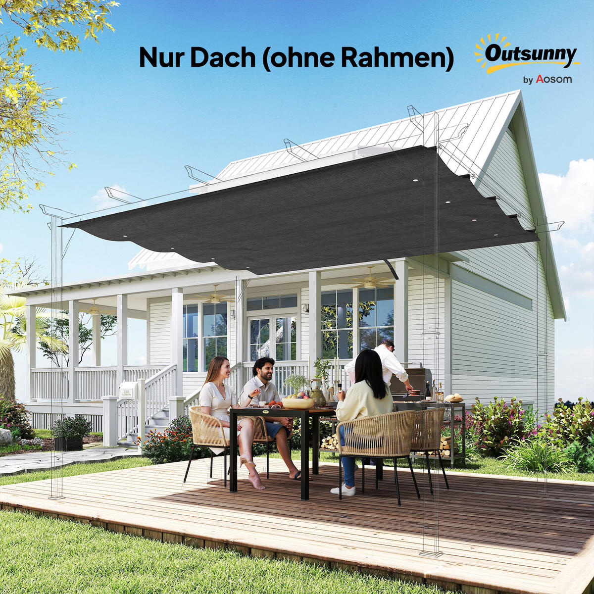 ERSATZDACH DE-06043 für 2,85/2 m Gartenpavillon Dunkelgrau - Dunkelgrau, Textil (245/23/286cm) - ComfortXL