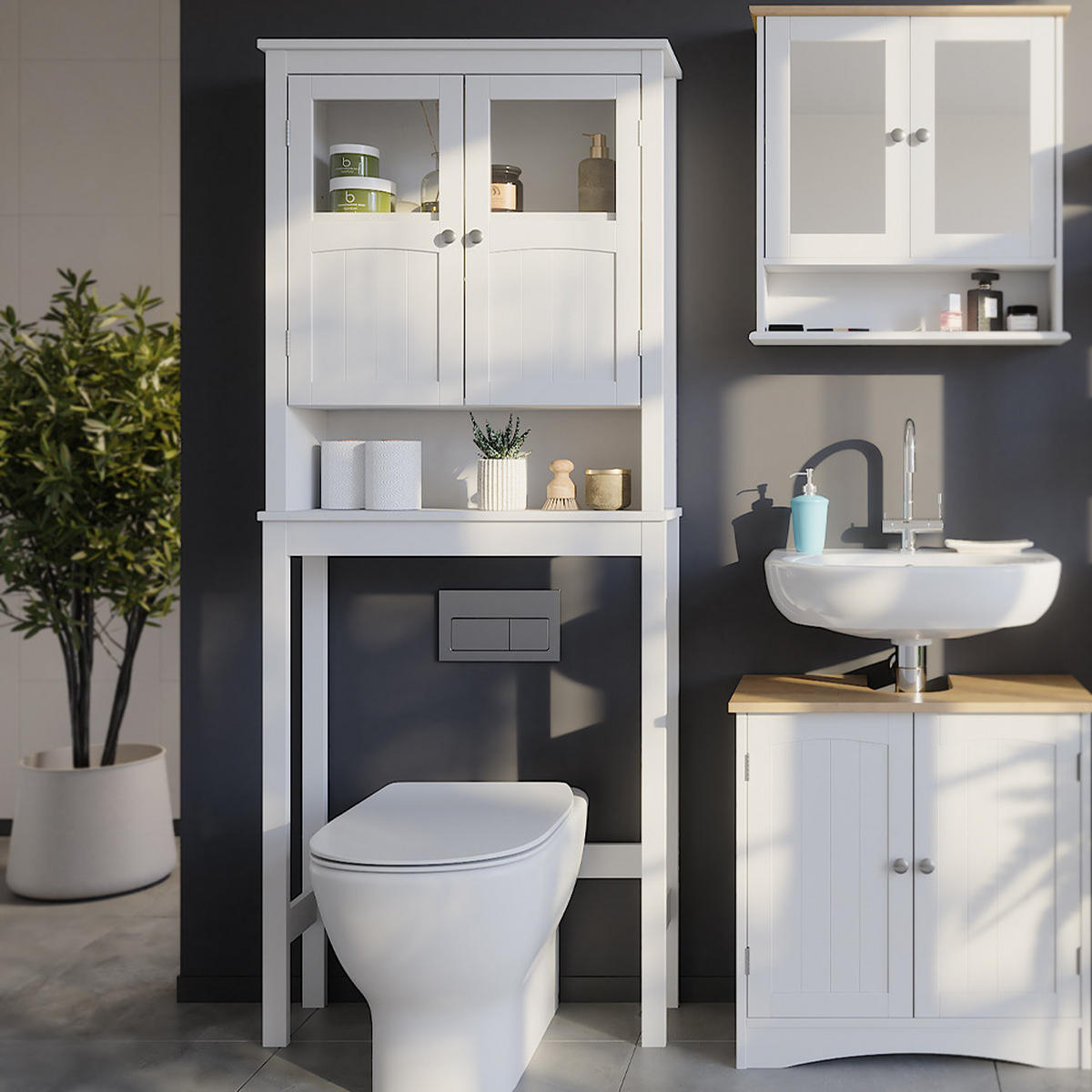 TOILETTENSCHRANK Bianco Weiß 69 x 171 cm - Weiß, Holzwerkstoff (69/171/19.8cm) - Vicco