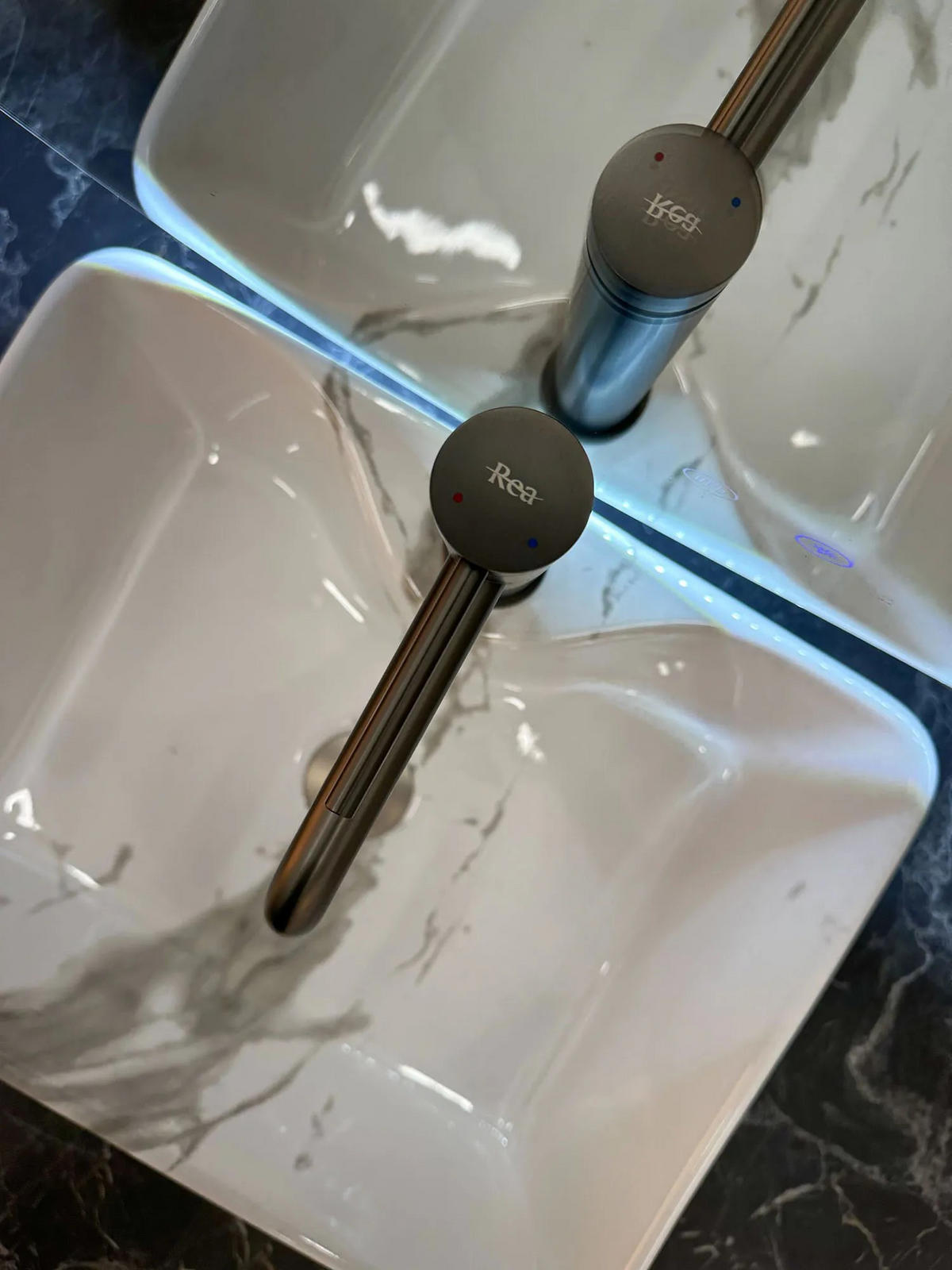 AUFSATZWASCHBECKEN Rea Kelly Marmo - Weiß, Keramik (38/13.5/49cm) - REA