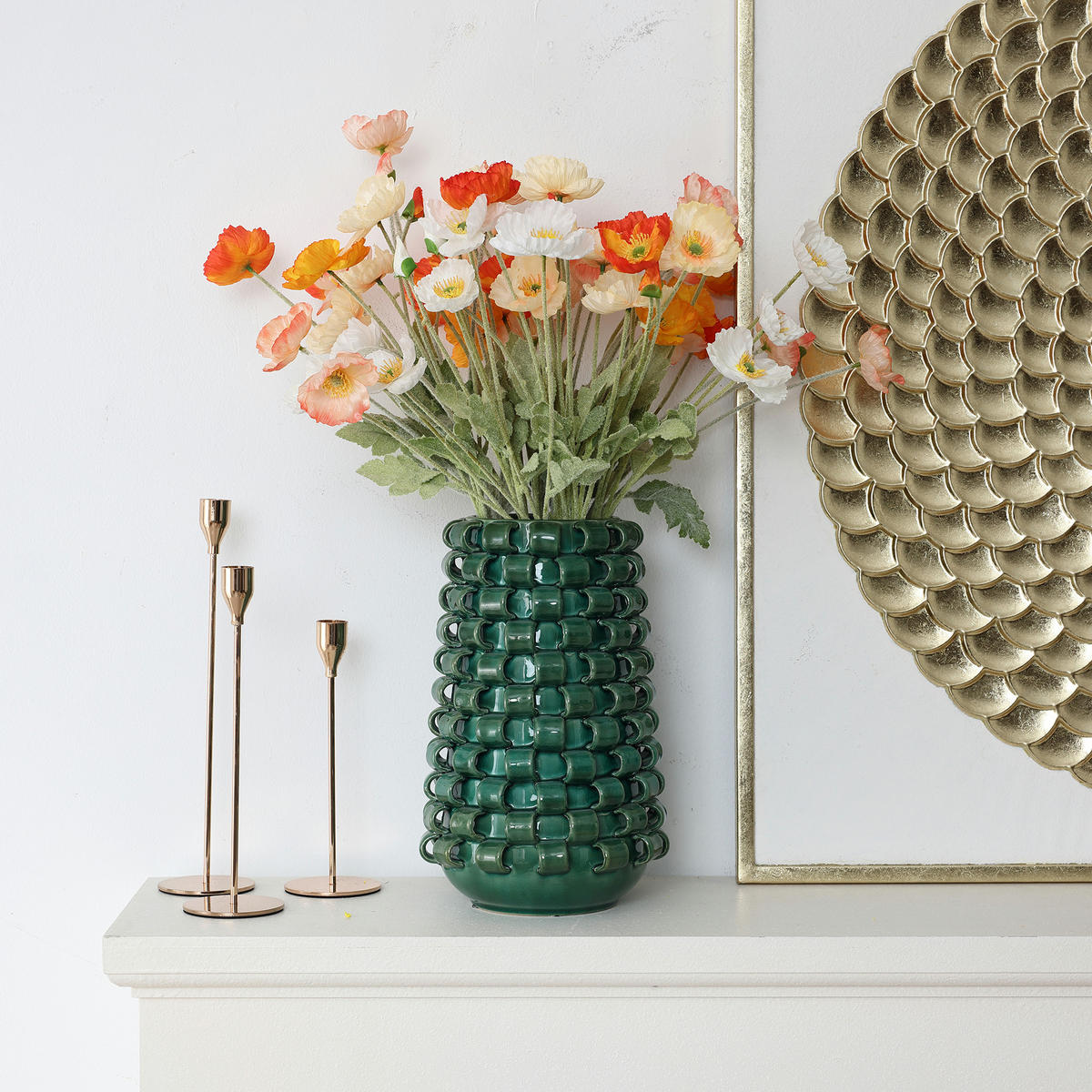 VASE, Ø10.7 x H31 cm, dunkelgrün - Dunkelgrün, Keramik (31cm) - Hometopia