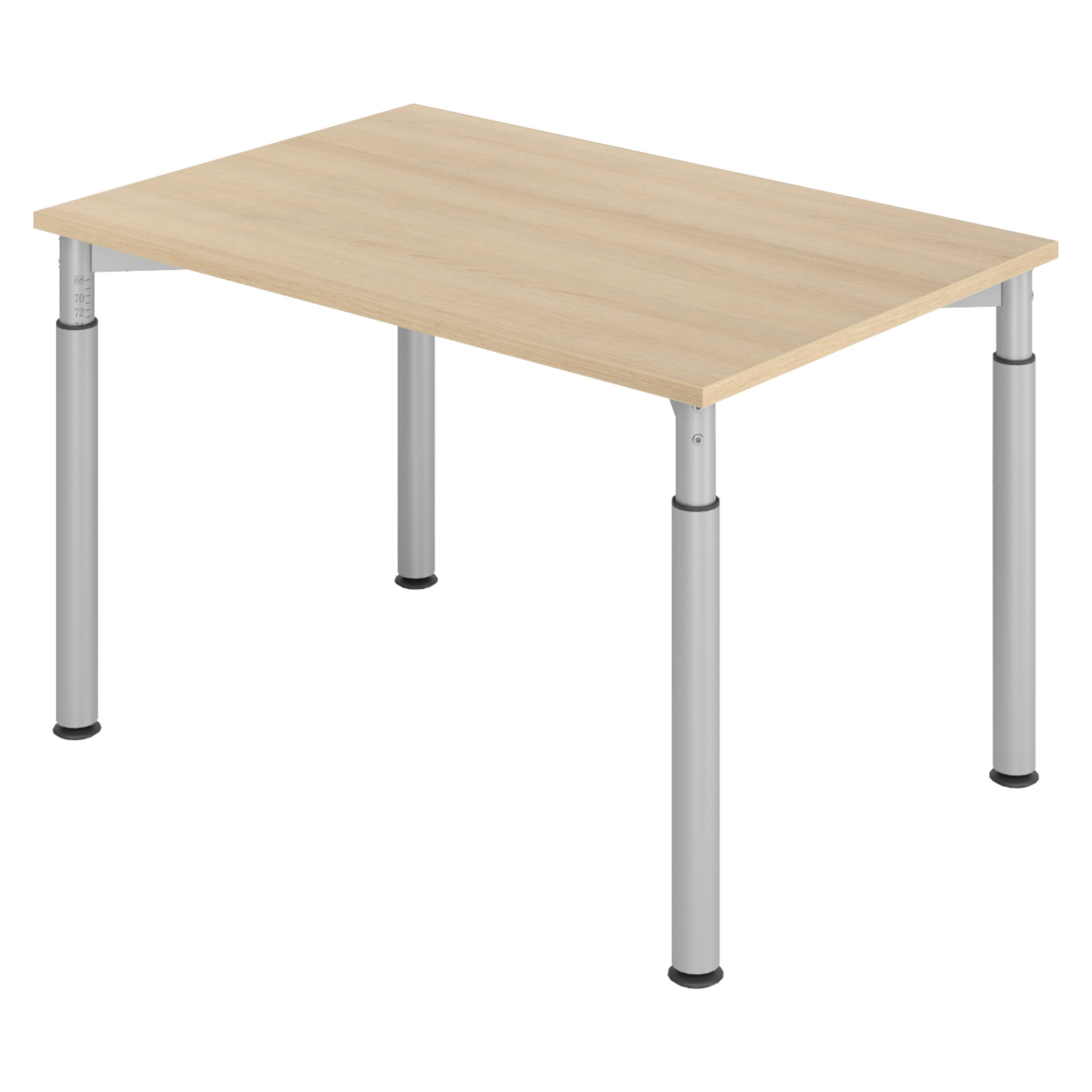 SCHREIBTISCH Serie-Y 80/120/74 cm in Eichefarben/Silberfarben - Eichefarben/Silberfarben, Holzwerkstoff (80/120/74cm) - bümö