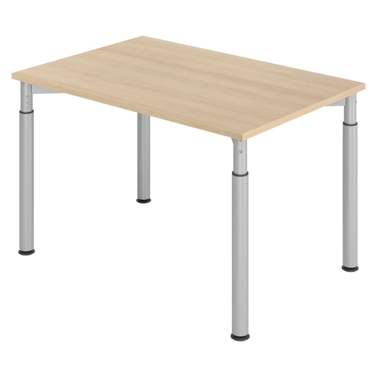 SCHREIBTISCH Serie-Y 80/120/74 cm in Eichefarben/Silberfarben - Eichefarben/Silberfarben, Holzwerkstoff (80/120/74cm) - bümö