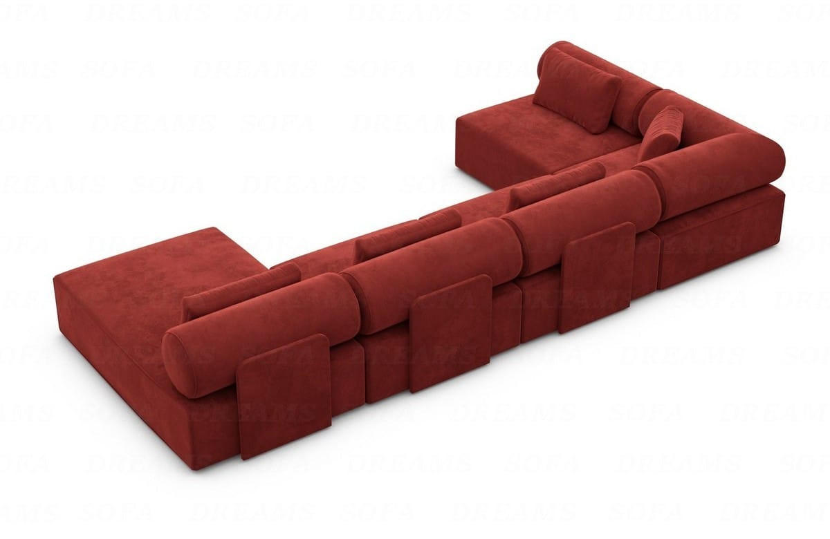 WOHNLANDSCHAFT Cipriani Rot Samtstoff - Rot, Kunststoff (400/77/200cm)
