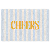 FUSSMATTE Orange – Blau – Streifen – Cheers 120x80 cm - Hellblau, Kunststoff (120/0.4cm) - MuchoWow