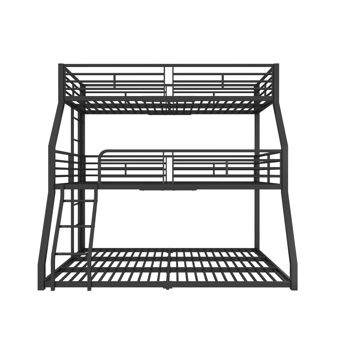 ETAGENBETT 90/200 cm Schwarz Metall mit stabilen Geländern - Schwarz, Metall (90/200cm) - OKWISH