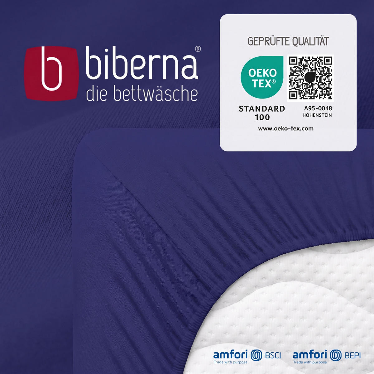 SPANNBETTTUCH Basic Jersey saphir, 90x190 cm - 100x200 cm - Dunkelblau, Textil (100/200cm) - biberna