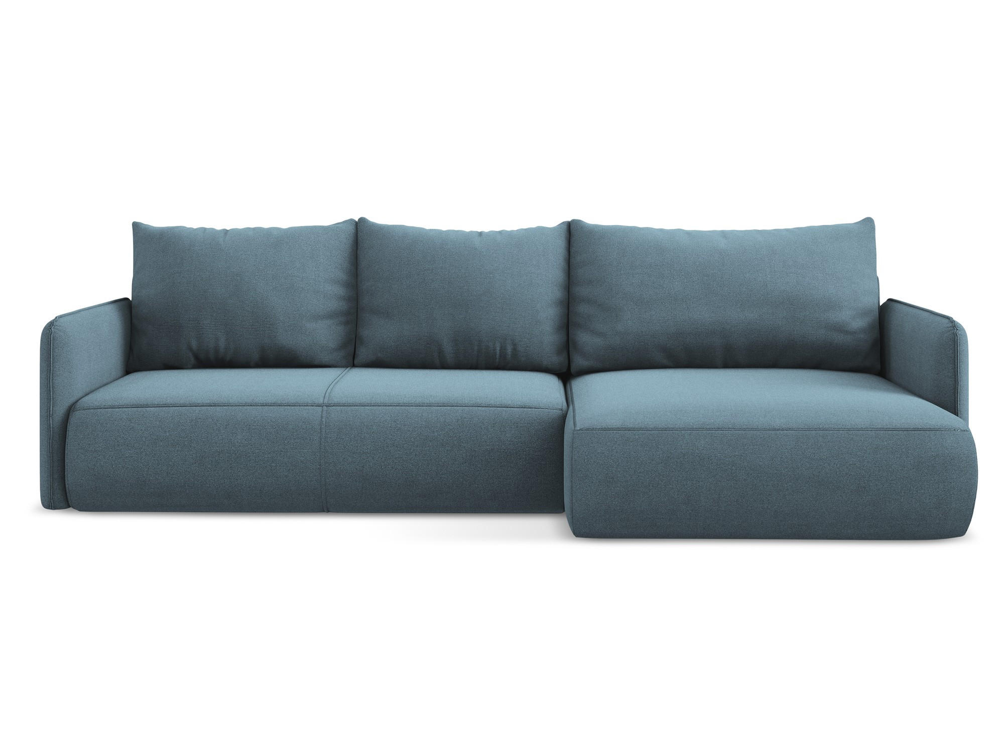 ECKSOFA mit Schlaffunktion Strukturstoff Stoff Blau - Blau/Schwarz, Kunststoff/Textil (240/148cm) - Makamii