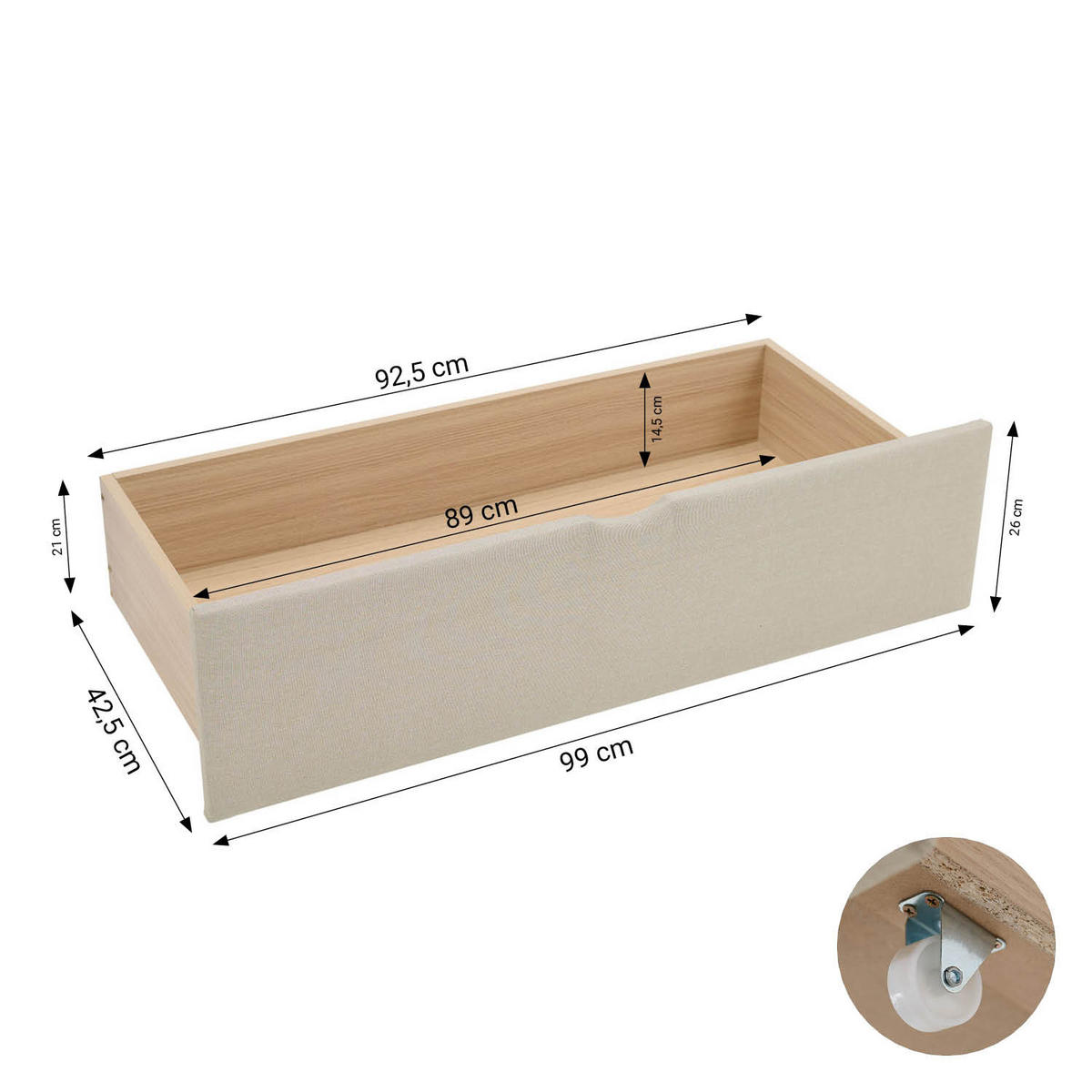 POLSTERBETT mit Stauraum 140/200 cm in Beige + Lattenrost - Anthrazit/Beige, Textil (140/200cm) - Homestyle4u