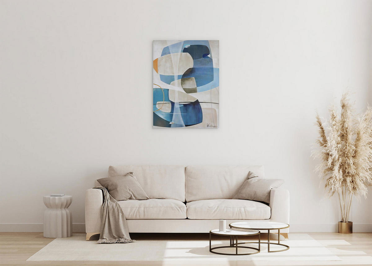 ACRYLBILD HANDGEMALT 75/100 cm - Blau/Grau, Holz/Textil (1.8/100cm) - KUNSTLOFT