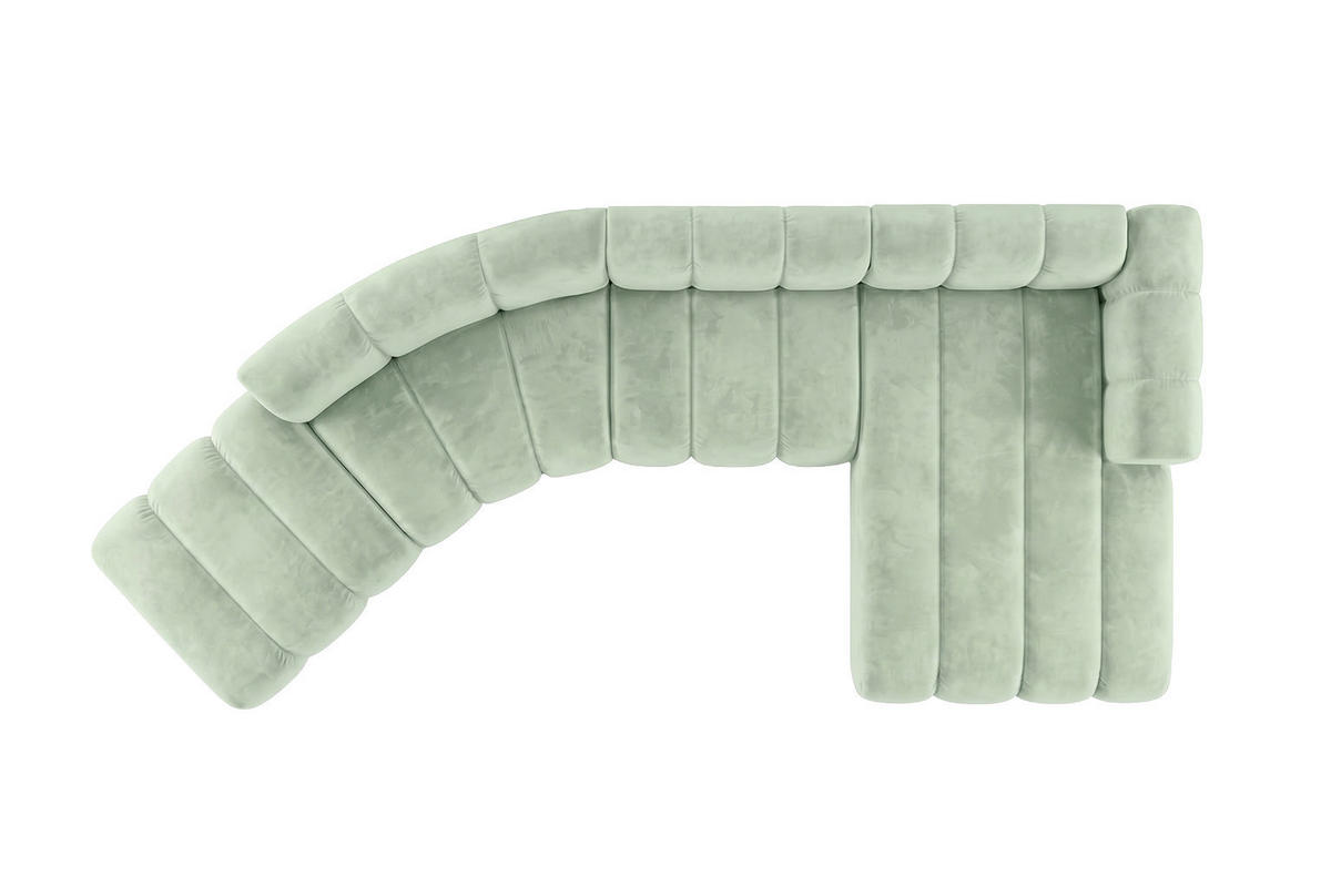 ECKSOFA Modulares In L-Form, Velvet-Stoff Riviera, Mintz, Rechts, GRAND Round - Mintgrün, Holz (445/179cm) - Kaiser Möbel