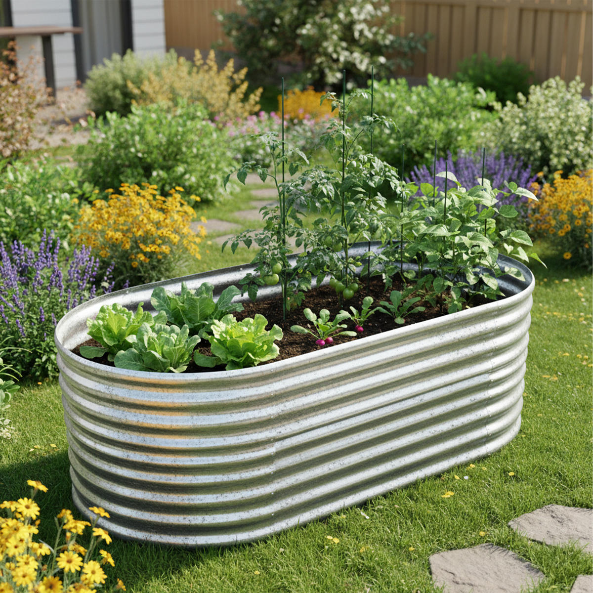 HOCHBEET - Silberfarben, Metall (200/60/100cm) - Relaxdays