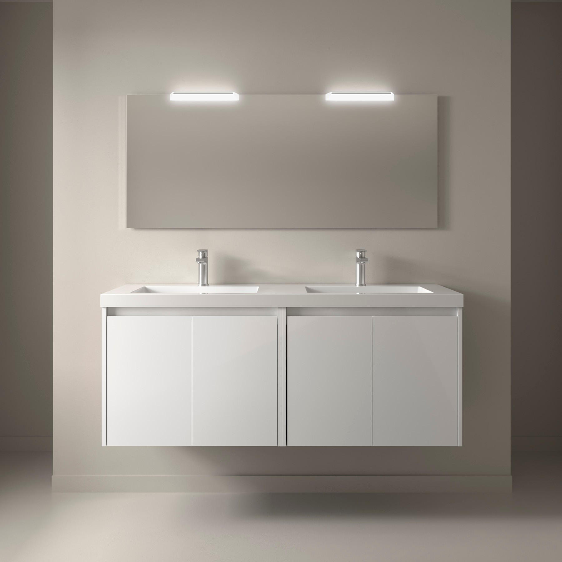 BADEZIMMERMÖBEL NOJA 1400 4 Türen WHITE GLOSS + Waschtisch + Spiegel - Schwarz, Metall (45/54/140cm) - Salgar