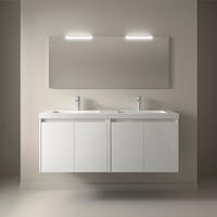 BADEZIMMERMÖBEL NOJA 1400 4 Türen WHITE GLOSS + Waschtisch + Spiegel - Schwarz, Metall (45/54/140cm) - Salgar