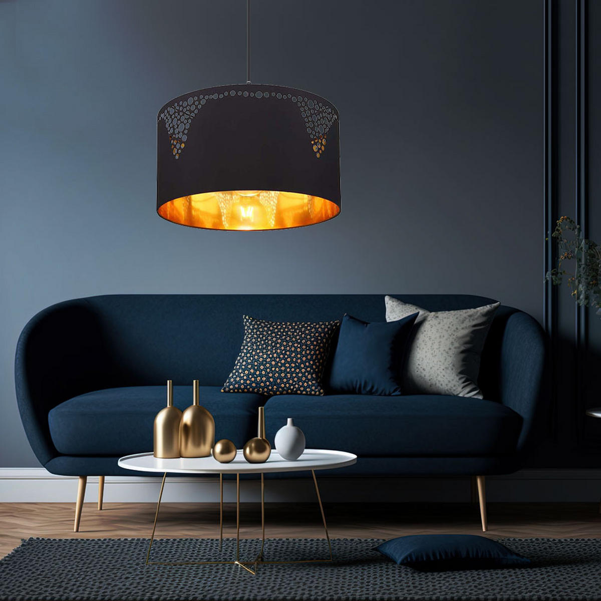 LED HÄNGELEUCHTE Metall Schwarz matt Gold - Schwarz, Metall (38/38/120cm) - Globo Lighting