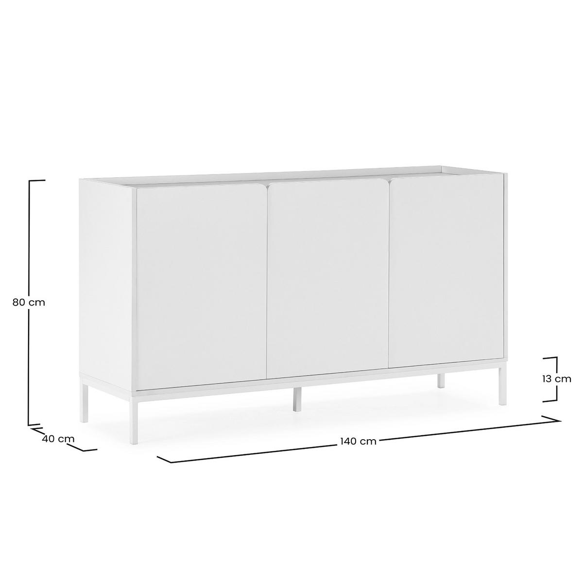 SIDEBOARD Curva 3 türen Weiß - Weiß, Holzwerkstoff (140/80/40cm)