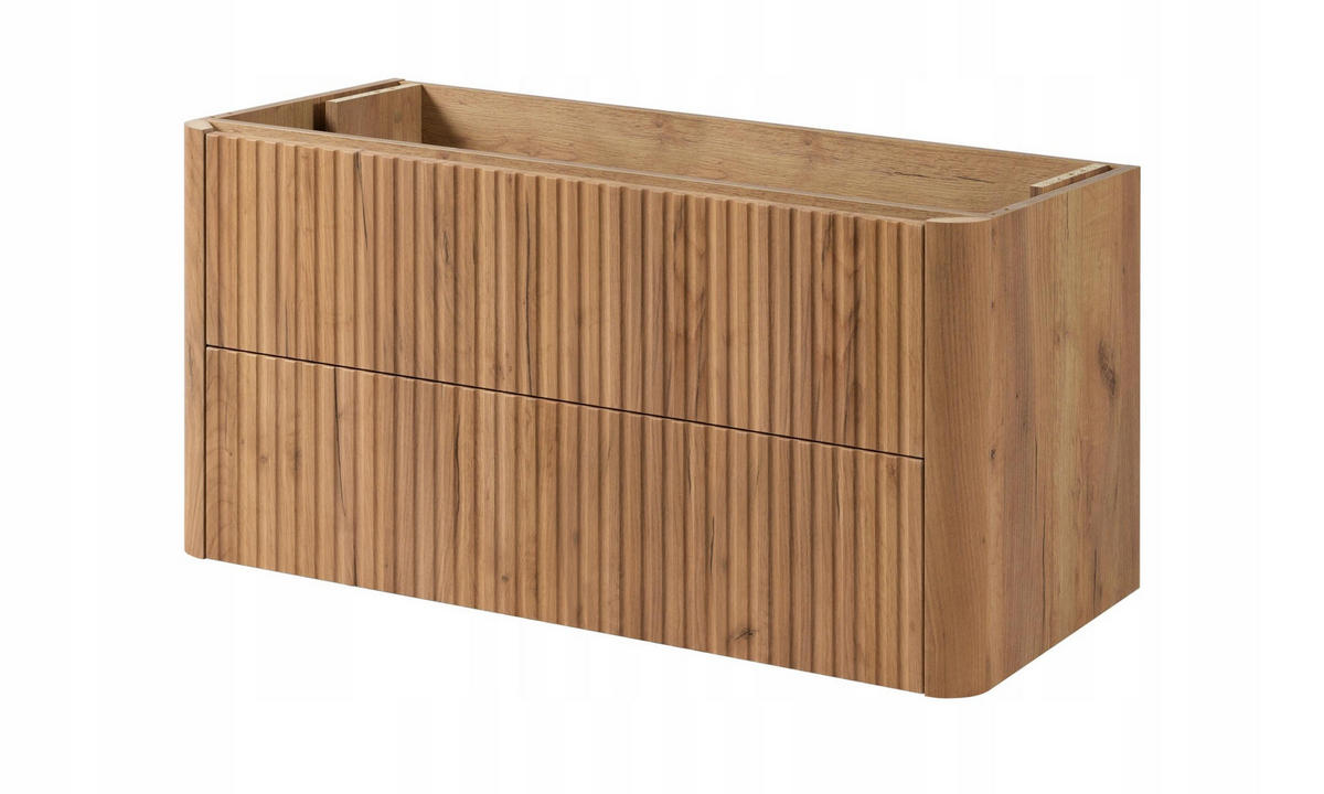 WASCHBECKENUNTERSCHRANK LINEA hängend geriffelt Eiche dunkelbraun 100/48/44 cm - Braun, Holzwerkstoff (100/48.4/43.7cm) - Rodan