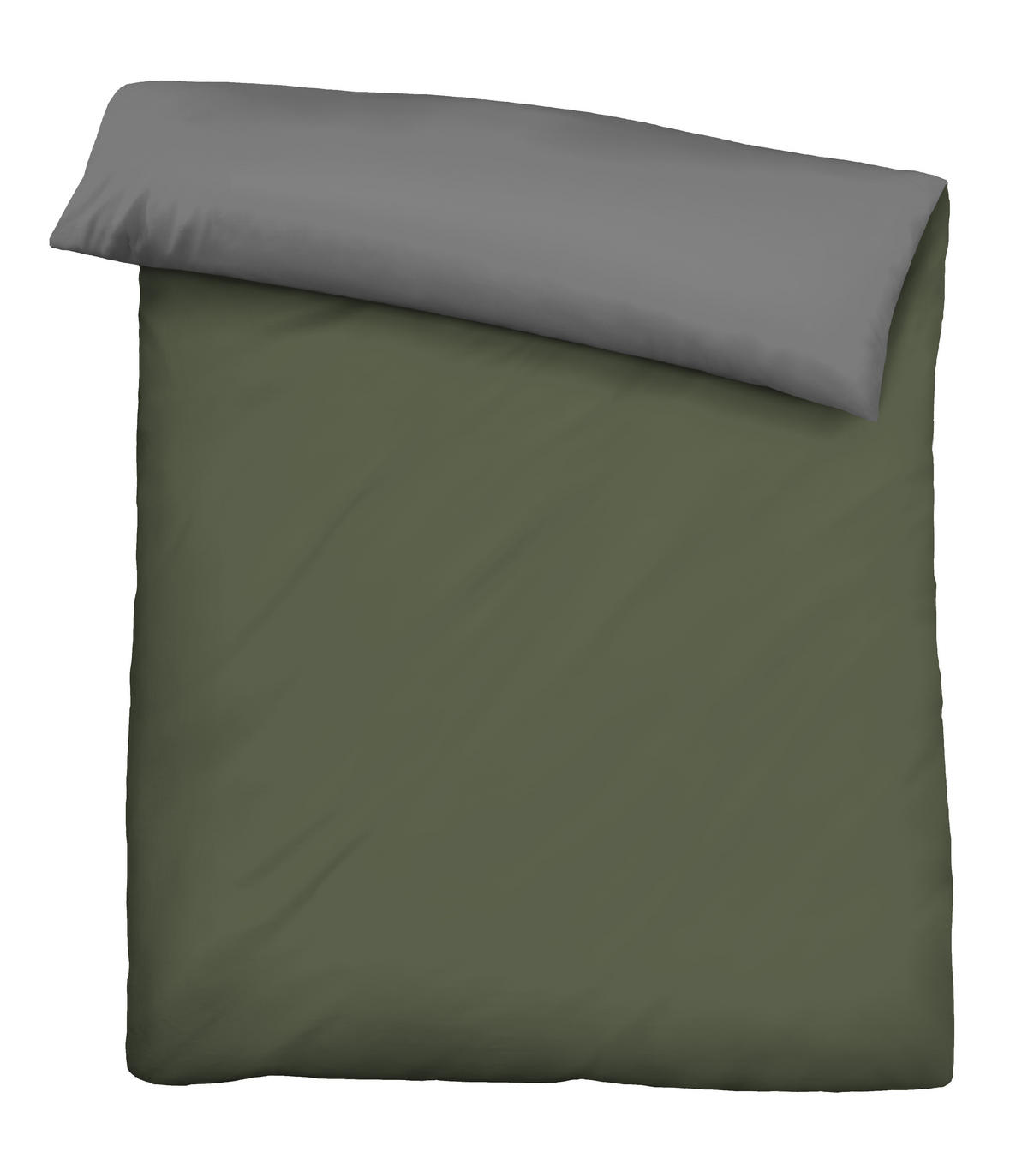 BETTWÄSCHE-GARNITUR Linon UNI fichte, 135x200 cm + 80x80 cm - Dunkelgrün, Textil (135/200cm) - biberna