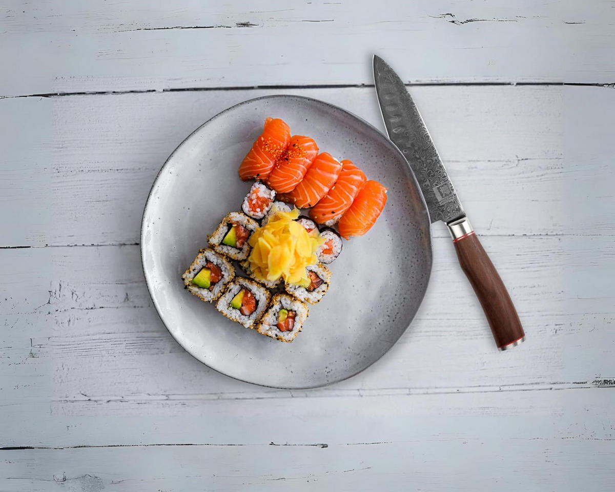 SANTOKUMESSER 17,5 cm - Nussbaumfarben, Holz/Metall (31cm) - Zayiko