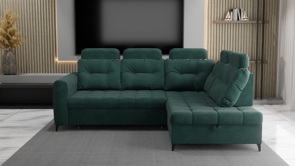 ECKSOFA Wendie - Grün, Holzwerkstoff/Textil (250/200cm) - Fun Möbel