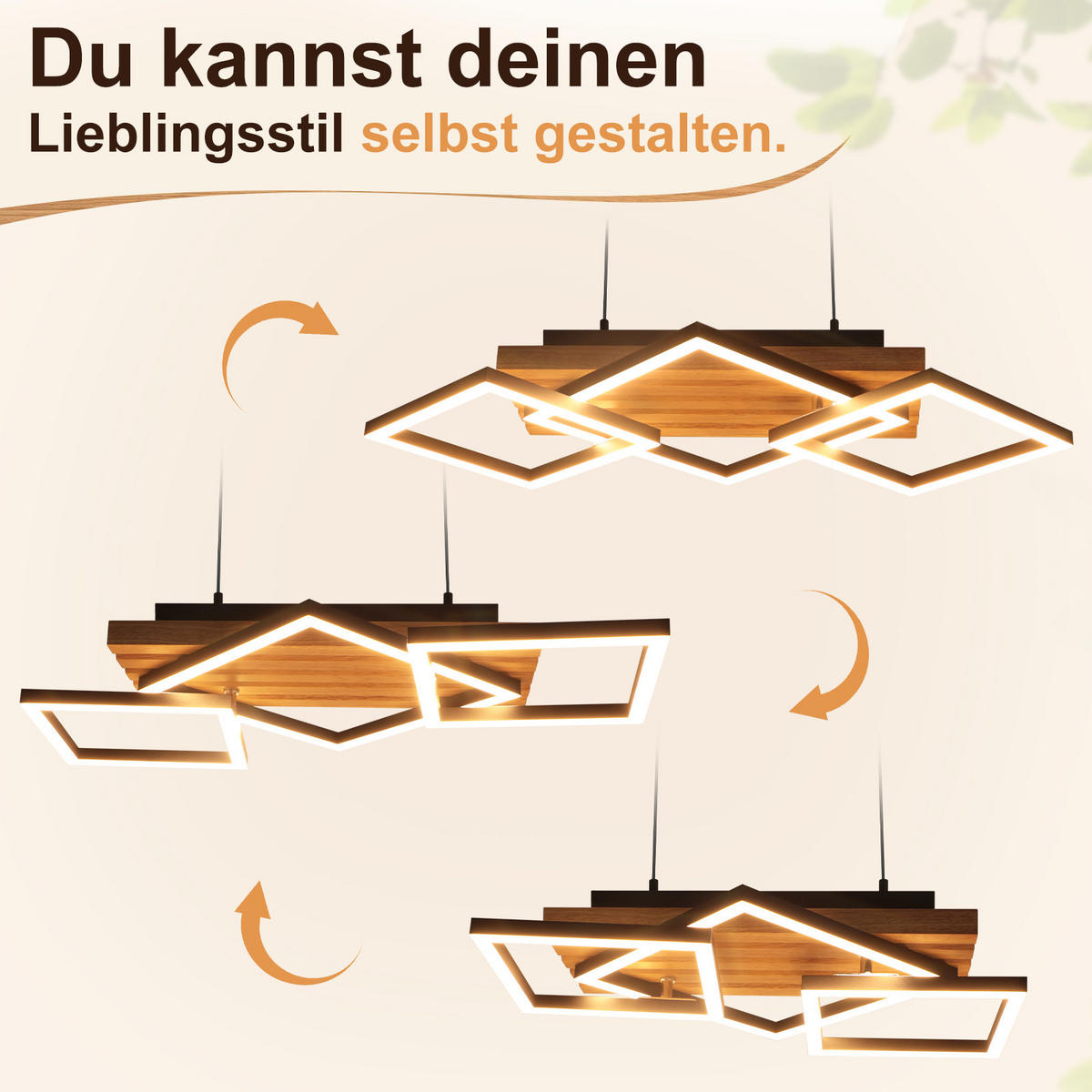 LED PENDELLEUCHTE Xandris 55/31/120 cm - Schwarz/Braun, Holz/Metall (55/31/120cm) - ZMH