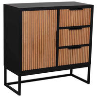 ANRICHTE mit 1 tür und 3 schubladen aus holz und metall 80x34x80 cm - Braun, Holz (80/80/34cm) - Wanderlust