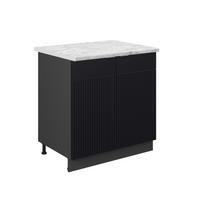KÜCHENSCHRÄNKE Fame-Line Schwarz gestreift 80 cm , AP Marmor - Anthrazit/Schwarz, Holzwerkstoff (80/82/60cm) - Vicco