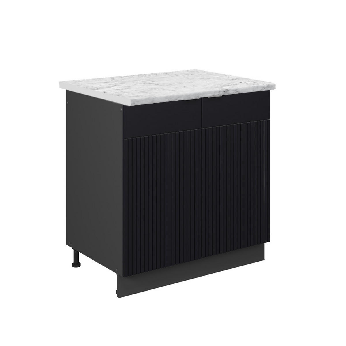 KÜCHENSCHRÄNKE Fame-Line Schwarz gestreift 80 cm , AP Marmor - Anthrazit/Schwarz, Holzwerkstoff (80/82/60cm) - Vicco