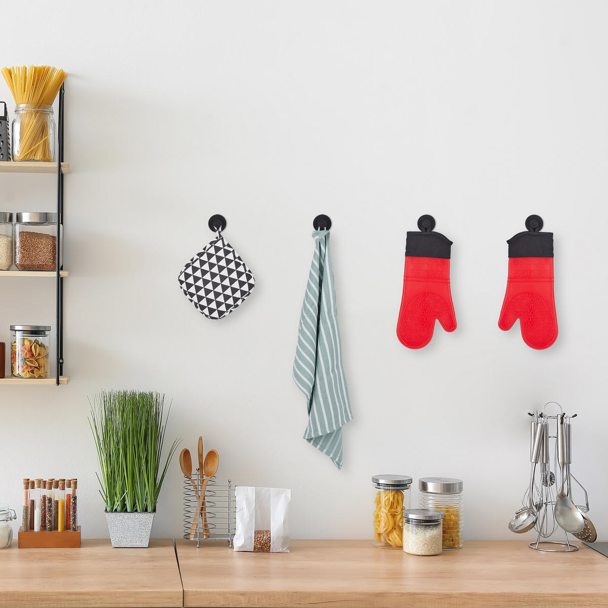 4XKLEBEHAKEN - Schwarz, Metall (5.5/5.5/2cm) - Relaxdays