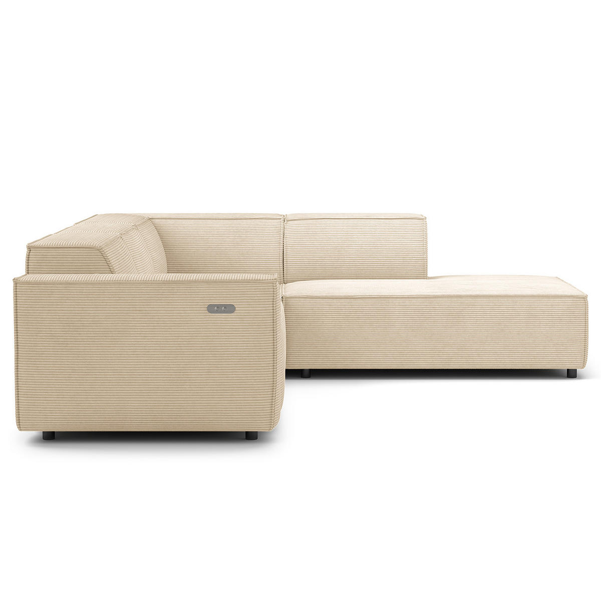 ECKSOFA mit Ottomane - Beige/Schwarz, Kunststoff/Textil (260/234cm) - home24