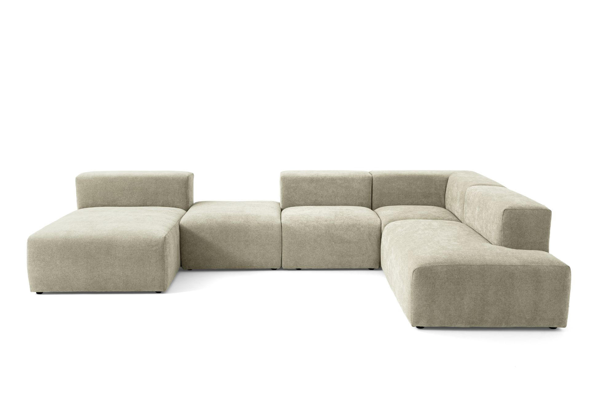 5-SITZER modulares Wohnlandschaft U XXL HEAVEN SET 6 Rechts, Breite 375 cm Webstoff Olivgrün - Schwarz/Olivgrün, Holz/Kunststoff (245/73/375cm) - Muffo