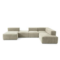 5-SITZER modulares Wohnlandschaft U XXL HEAVEN SET 6 Rechts, Breite 375 cm Webstoff Olivgrün - Schwarz/Olivgrün, Holz/Kunststoff (245/73/375cm) - Muffo