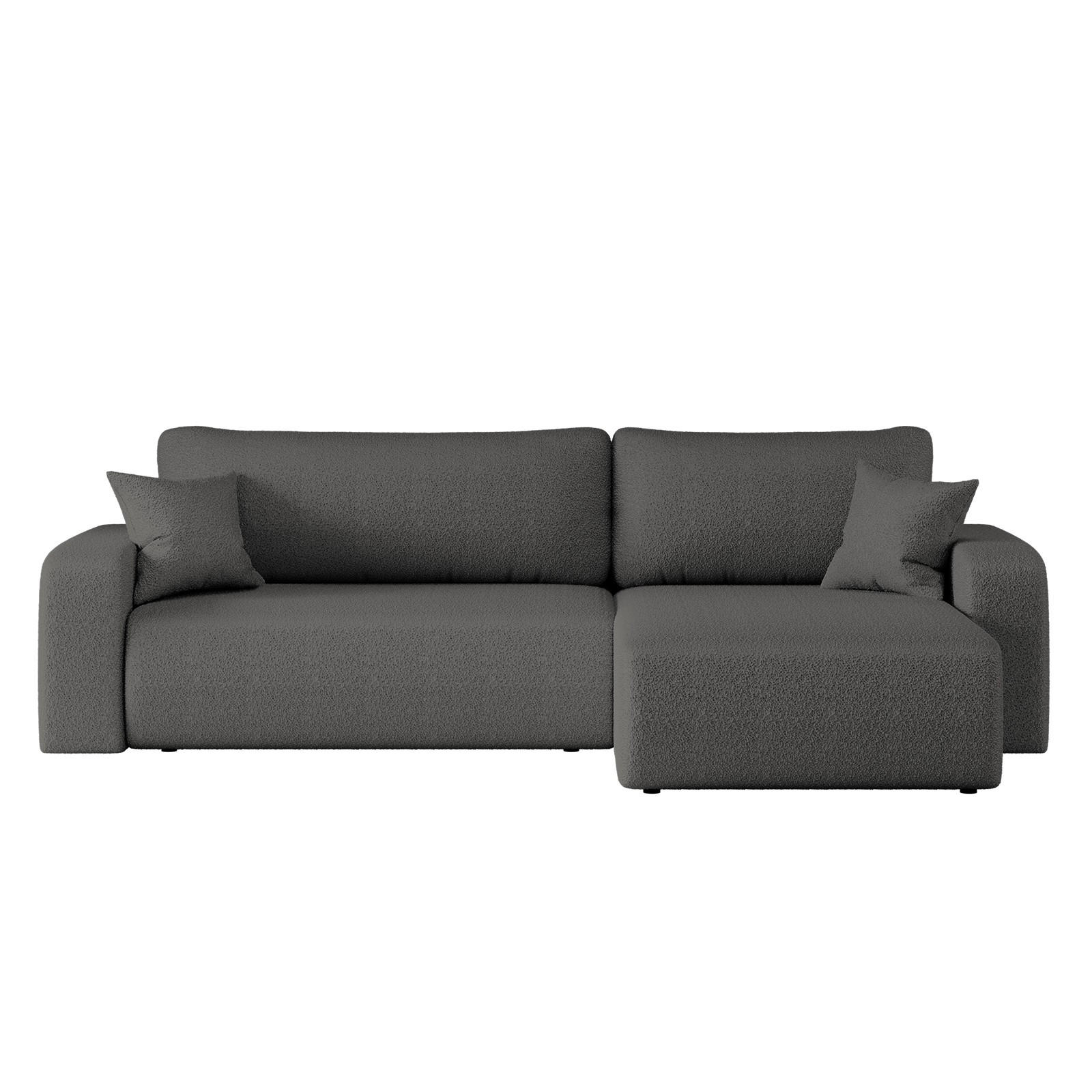 SCHLAFSOFA MILANO XL Und Bettkasten Stoff Quelle Graphit Rechts - Graphitfarben, Holz (274/82/145cm) - Kaiser Möbel
