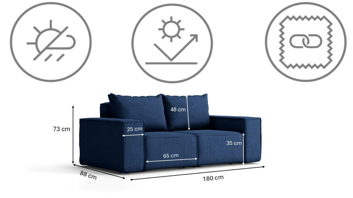 LOUNGEGARNITUR 2 1 1 Gartenmöbel Sonne Marineblau - Blau, Holz - Kaiser Möbel